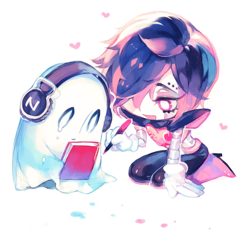 mettaton, mettaton ex, and napstablook (undertale) drawn by mii_(chibinomi)