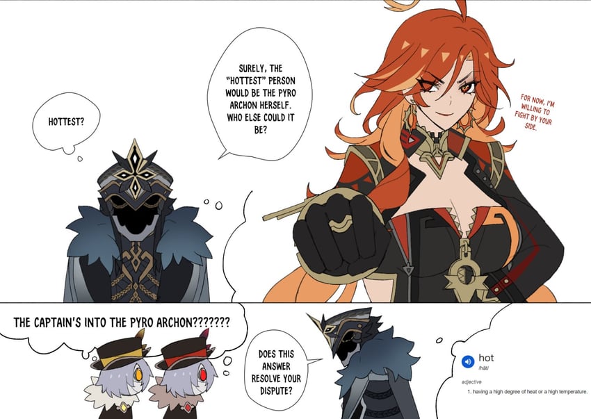 mavuika, capitano, geochanter bracer, and pyroslinger bracer (genshin impact) drawn by sgrimp