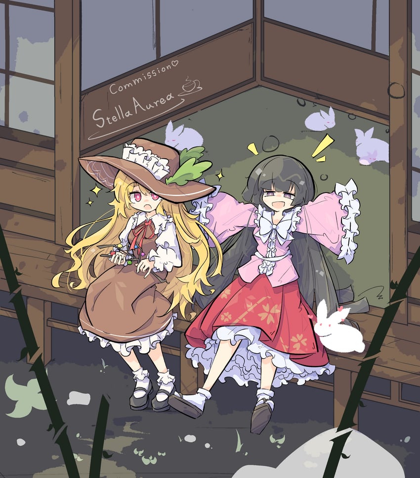 houraisan kaguya and jacket girl (touhou and 1 more) drawn by primsla