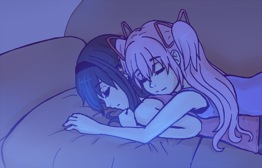 akemi homura and kaname madoka (mahou shoujo madoka magica) drawn by caffeccino