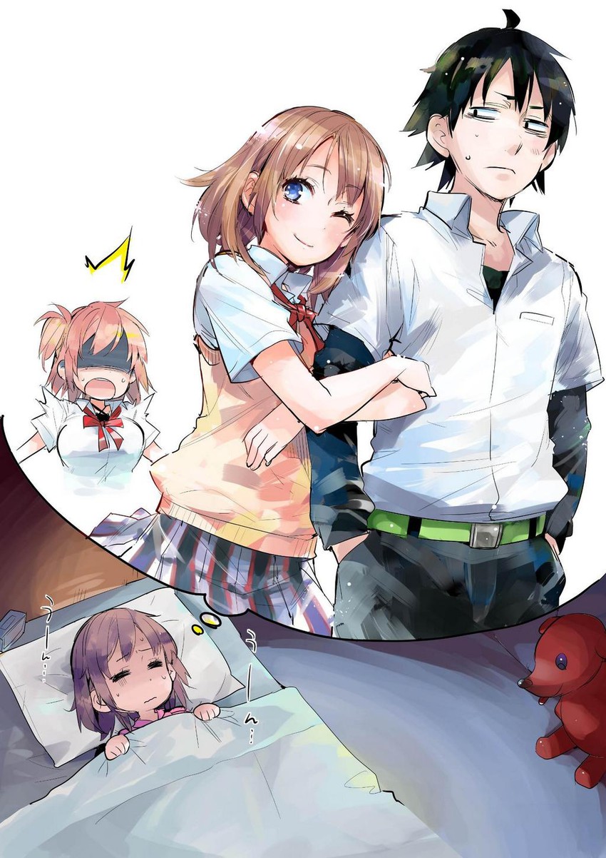 yuigahama yui, isshiki iroha, and hikigaya hachiman (yahari ore no seishun lovecome wa machigatteiru.) drawn by kazuki_rechi