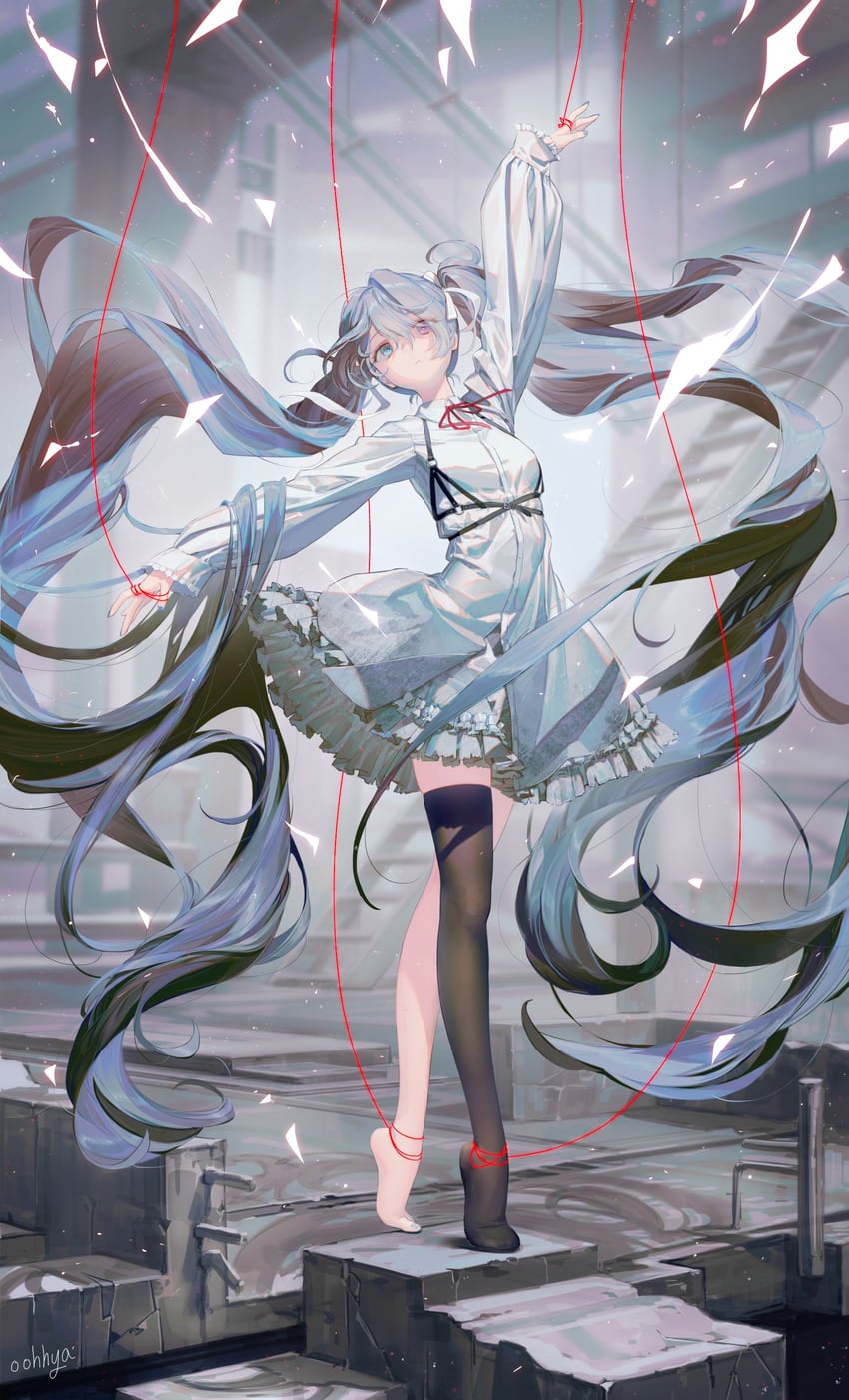 hatsune miku and 25-ji miku (vocaloid and 1 more) drawn by oohhya