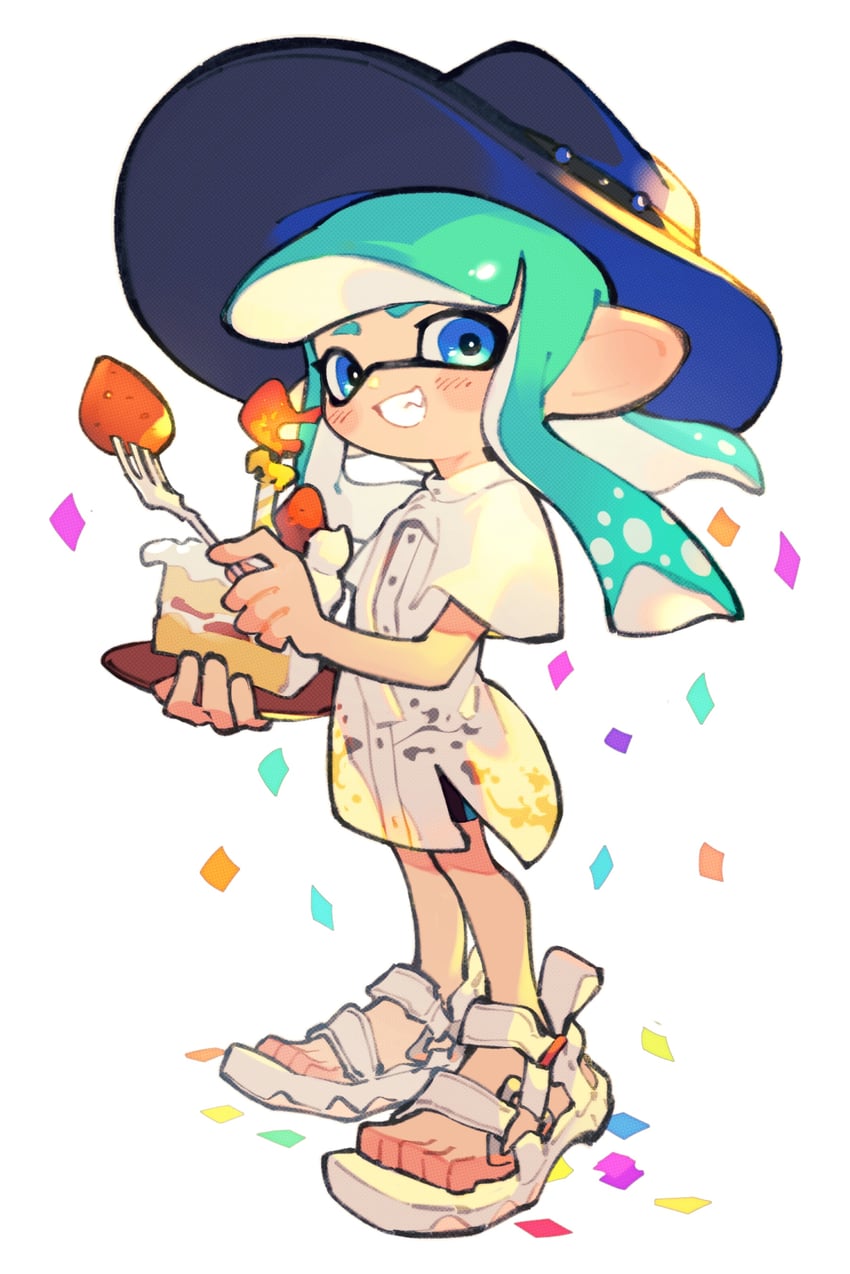 inkling player character and inkling girl (splatoon) drawn by inari1369
