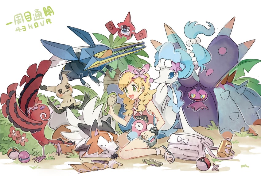 selene, rotom, mimikyu, primarina, lycanroc, and 4 more (pokemon and 1 more) drawn by huan_li
