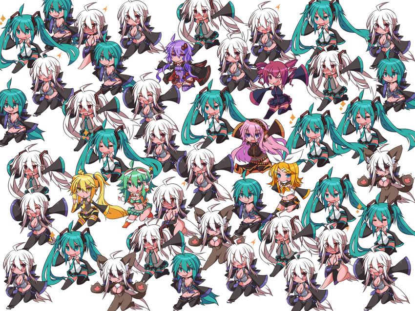hatsune miku, kagamine rin, megurine luka, kasane teto, yuzuki yukari, and 3 more (vocaloid and 2 more) drawn by niwakaame_(amayadori)
