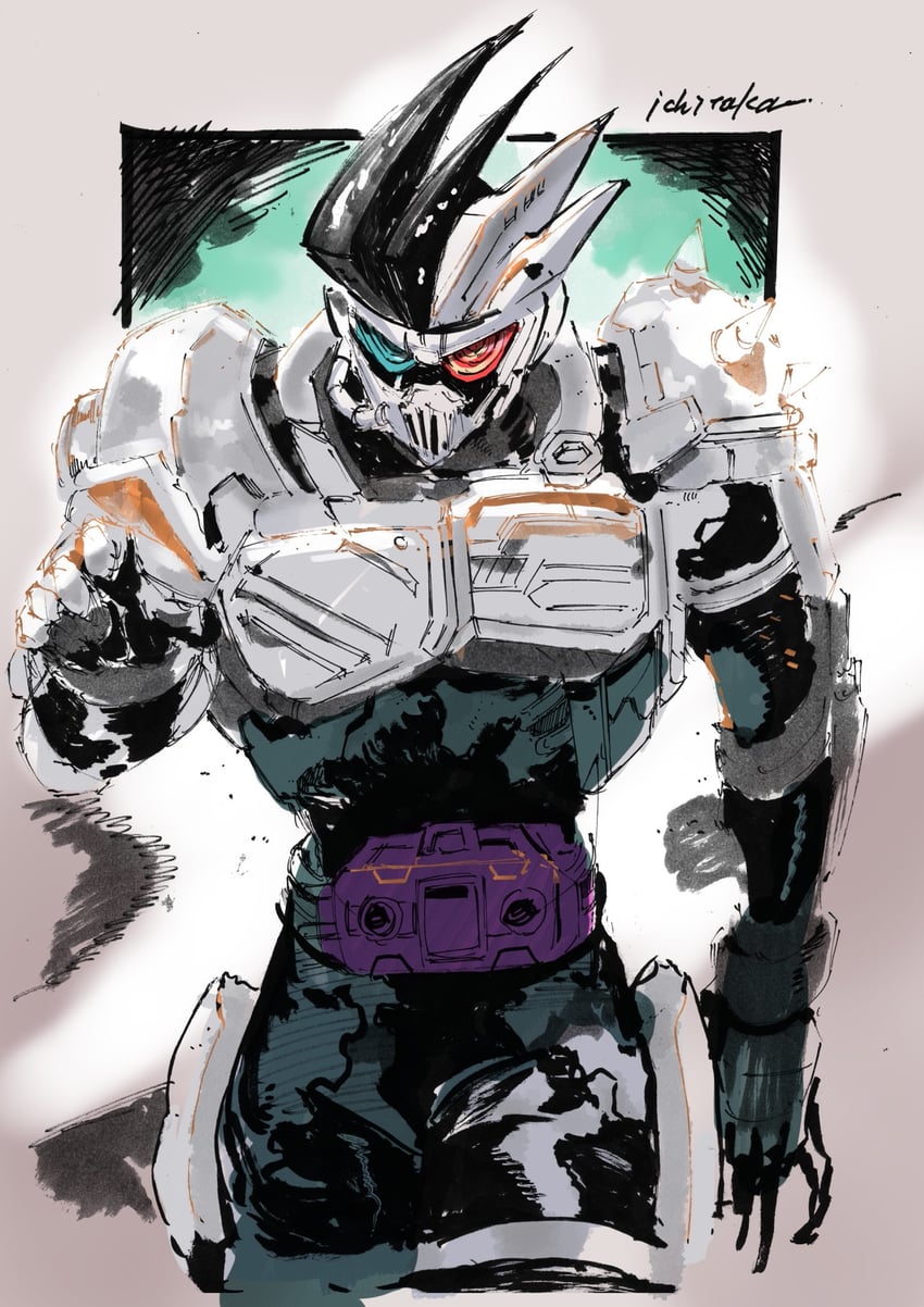 kamen rider genm and dangerous zombie level x (kamen rider and 1 more) drawn by ichitaka_(1015ichitaka)