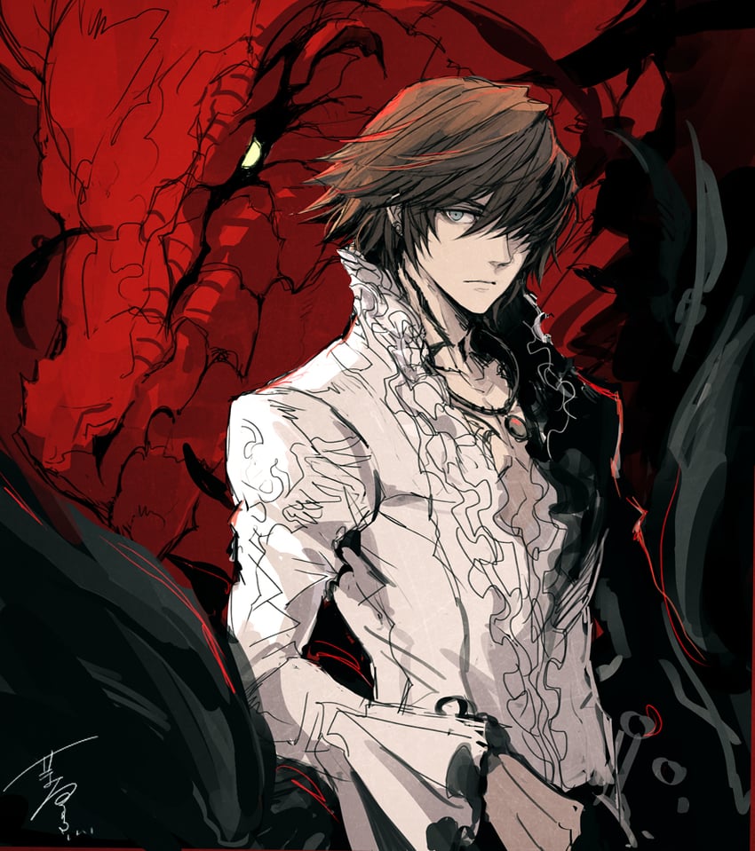 caim and angel (drag-on dragoon and 1 more) drawn by hagiya_kaoru