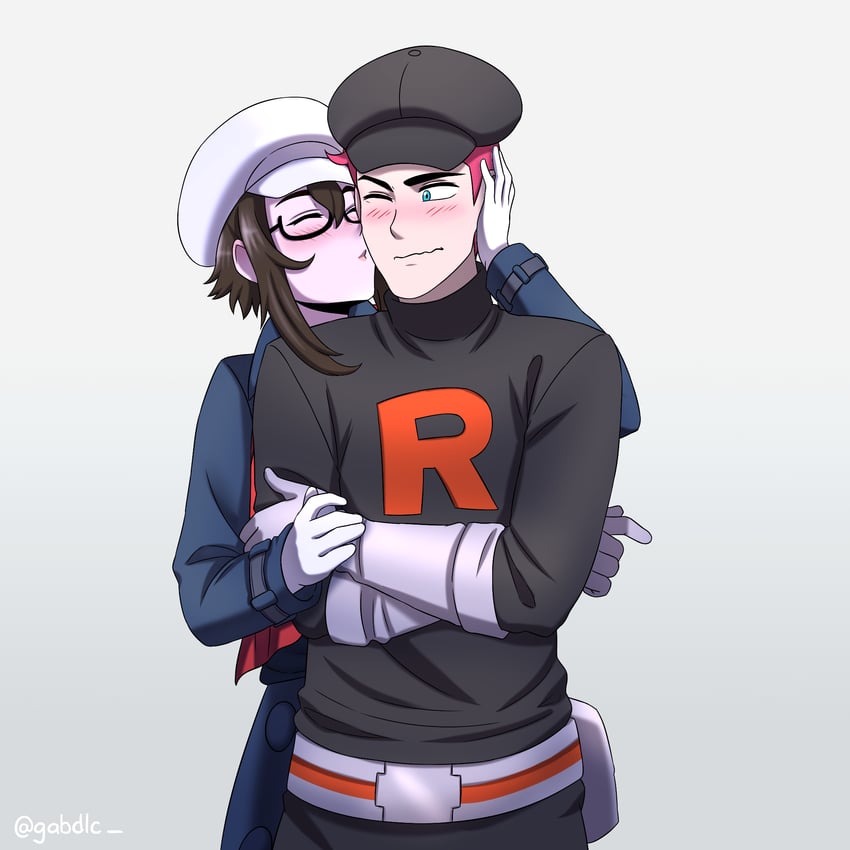female protagonist and team rocket grunt (pokemon and 1 more) drawn by gabdlc