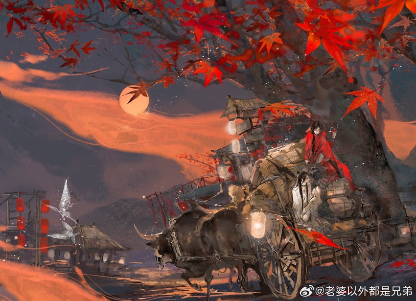 xie lian, hua cheng, and san lang (tianguan cifu) drawn by weibo_5541843220