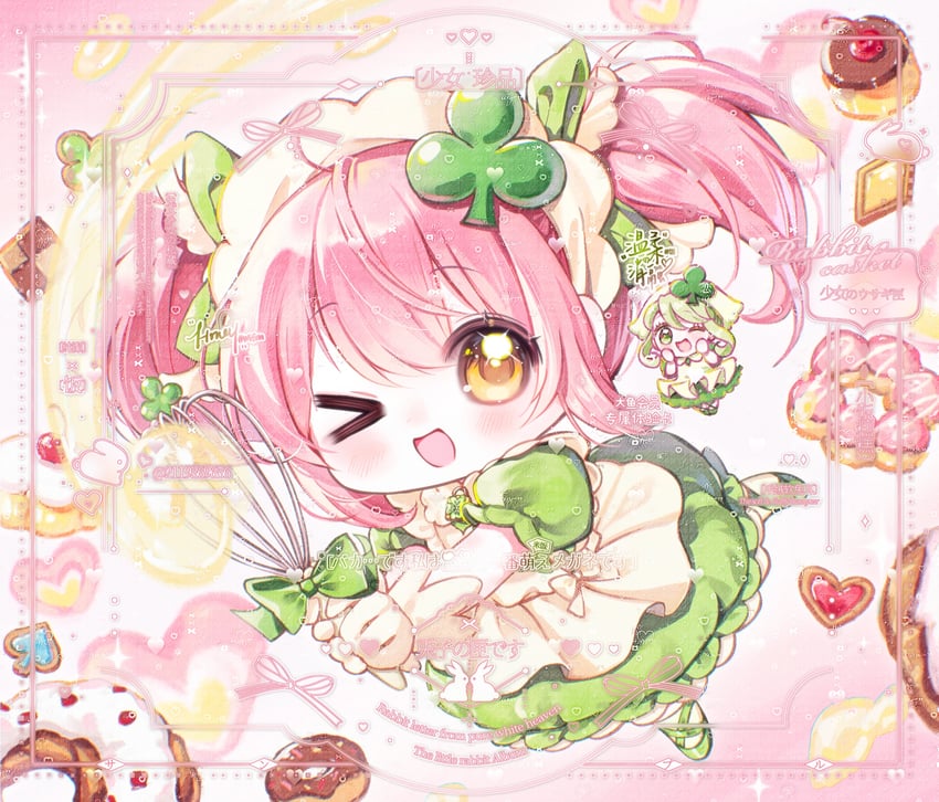 hinamori amu, suu, and amulet clover (shugo chara!) drawn by edora