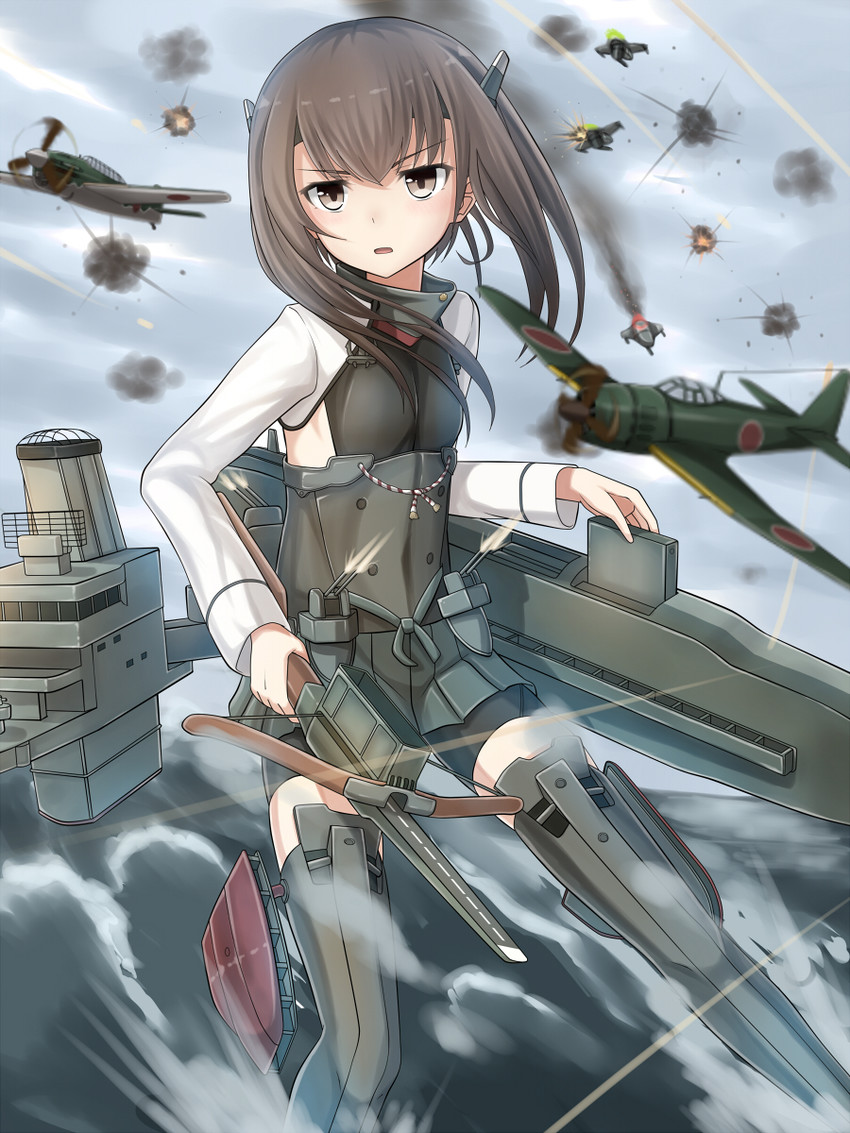 taihou, enemy aircraft, and taihou kai (kantai collection) drawn by yakob_labo