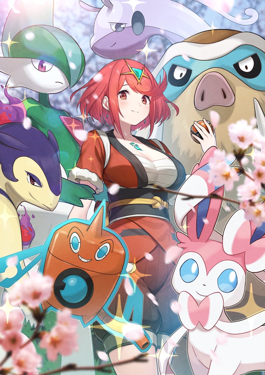 pyra, rotom, sylveon, gallade, goodra, and 2 more (pokemon and 3 more) drawn by green322
