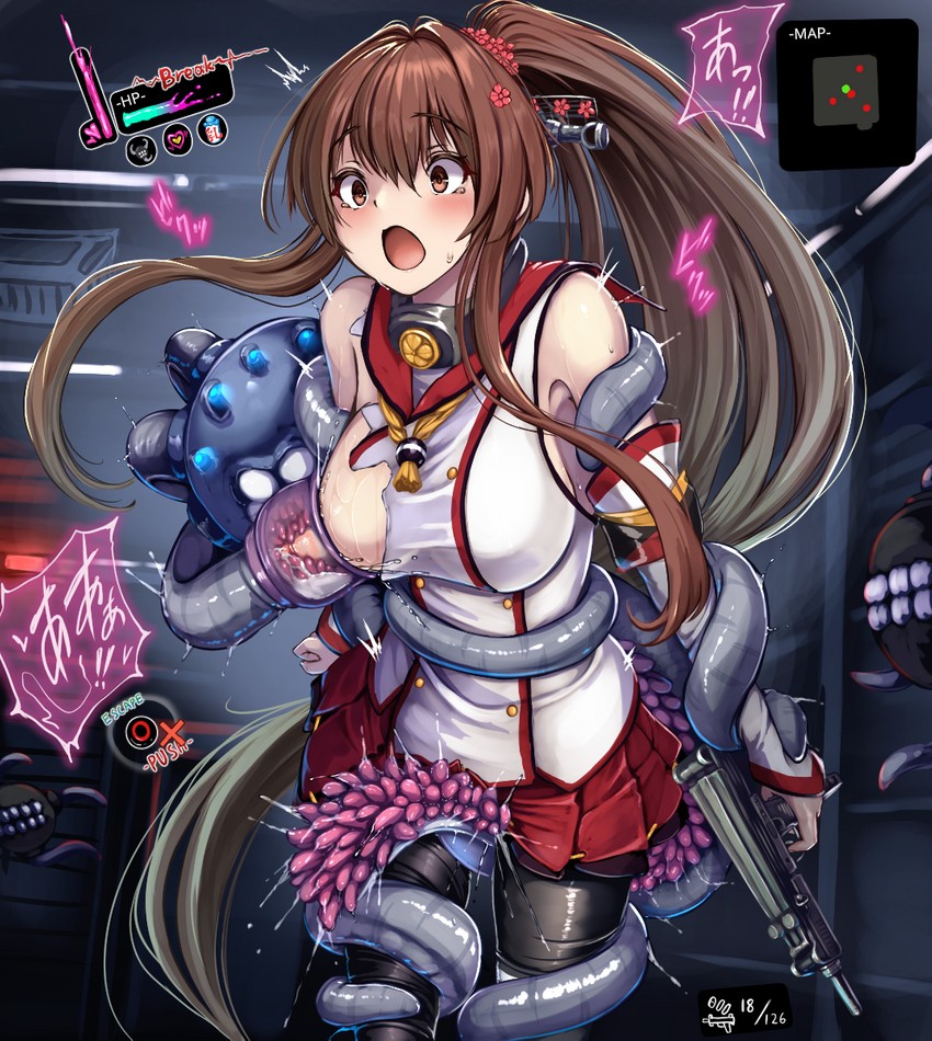 yamato and enemy naval mine (kantai collection) drawn by monikano
