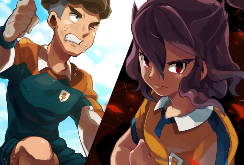 shindou takuto and sangoku taichi (inazuma eleven and 2 more) drawn by motojima_hakka