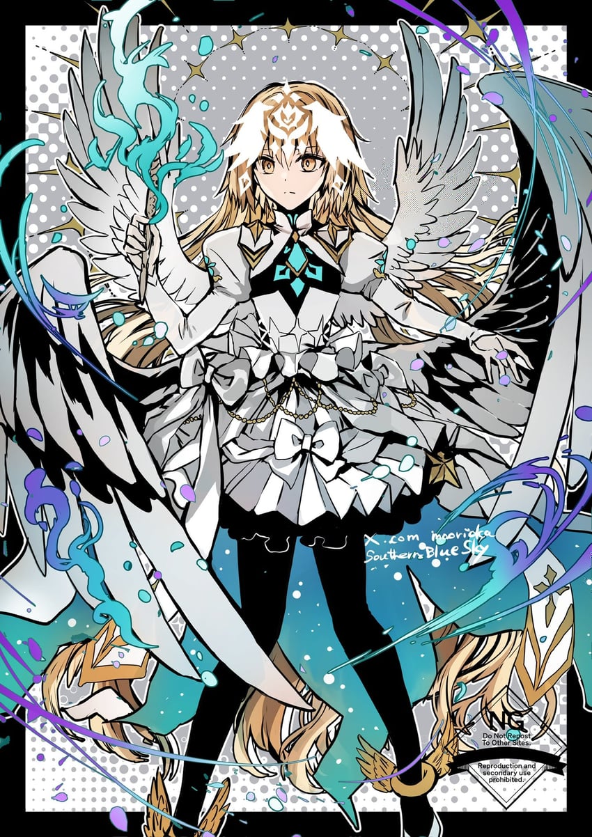 jeanne d'arc and metatron jeanne (fate and 1 more) drawn by rioka_(southern_blue_sky)