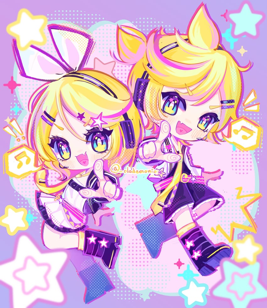 kagamine rin and kagamine len (vocaloid and 1 more) drawn by olademonio