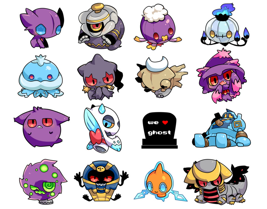 rotom, gengar, chandelure, mismagius, giratina, and 10 more (pokemon) drawn by takamura