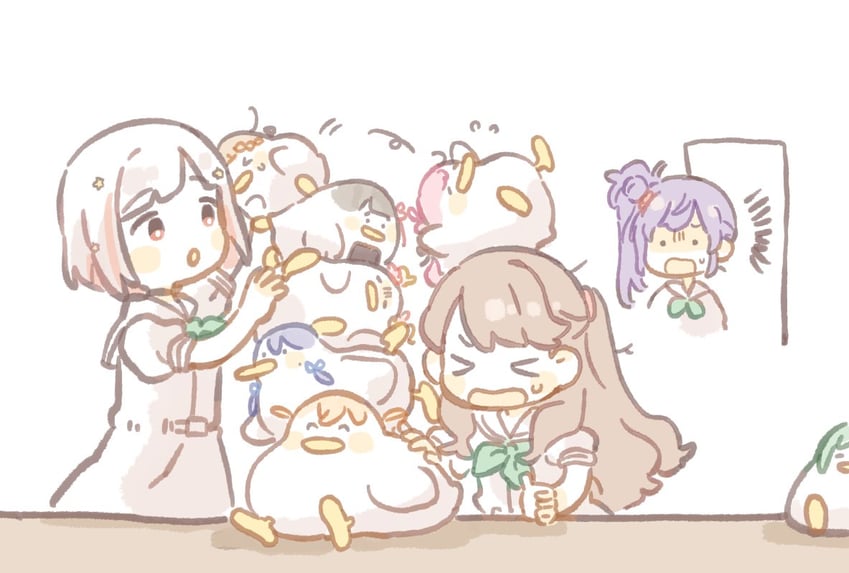 hinoshita kaho, fujishima megumi, otomune kozue, murano sayaka, yugiri tsuzuri, and 5 more (love live! and 1 more) drawn by potatori9