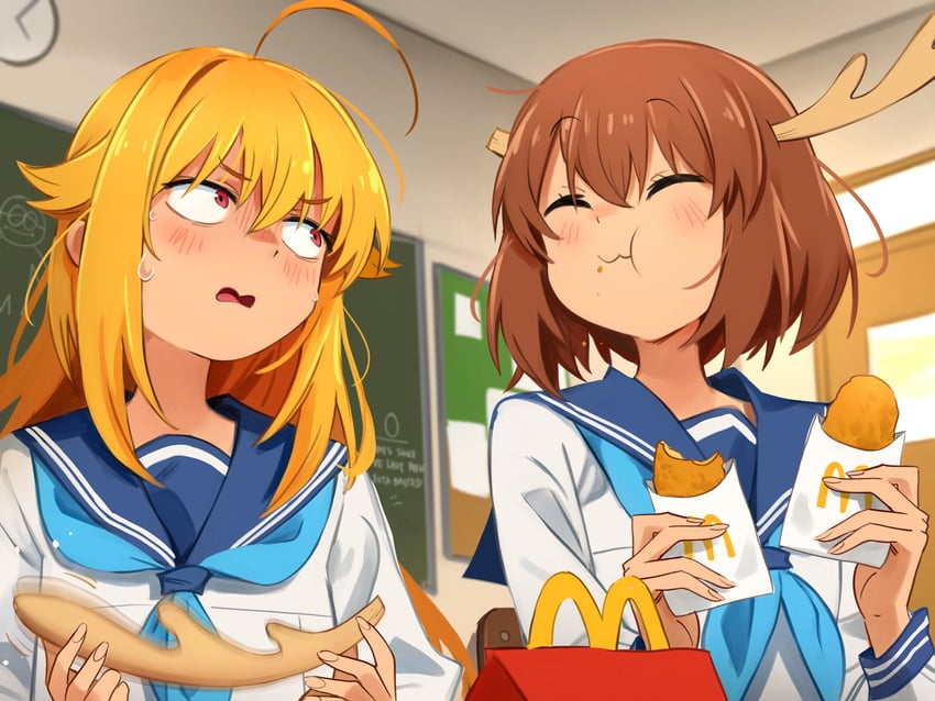 shikanoko noko and koshi torako (mcdonald's and 2 more) drawn by khyle.