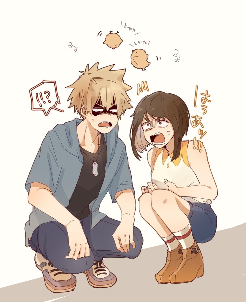 uraraka ochaco and bakugou katsuki (boku no hero academia) drawn by natsumegu_512