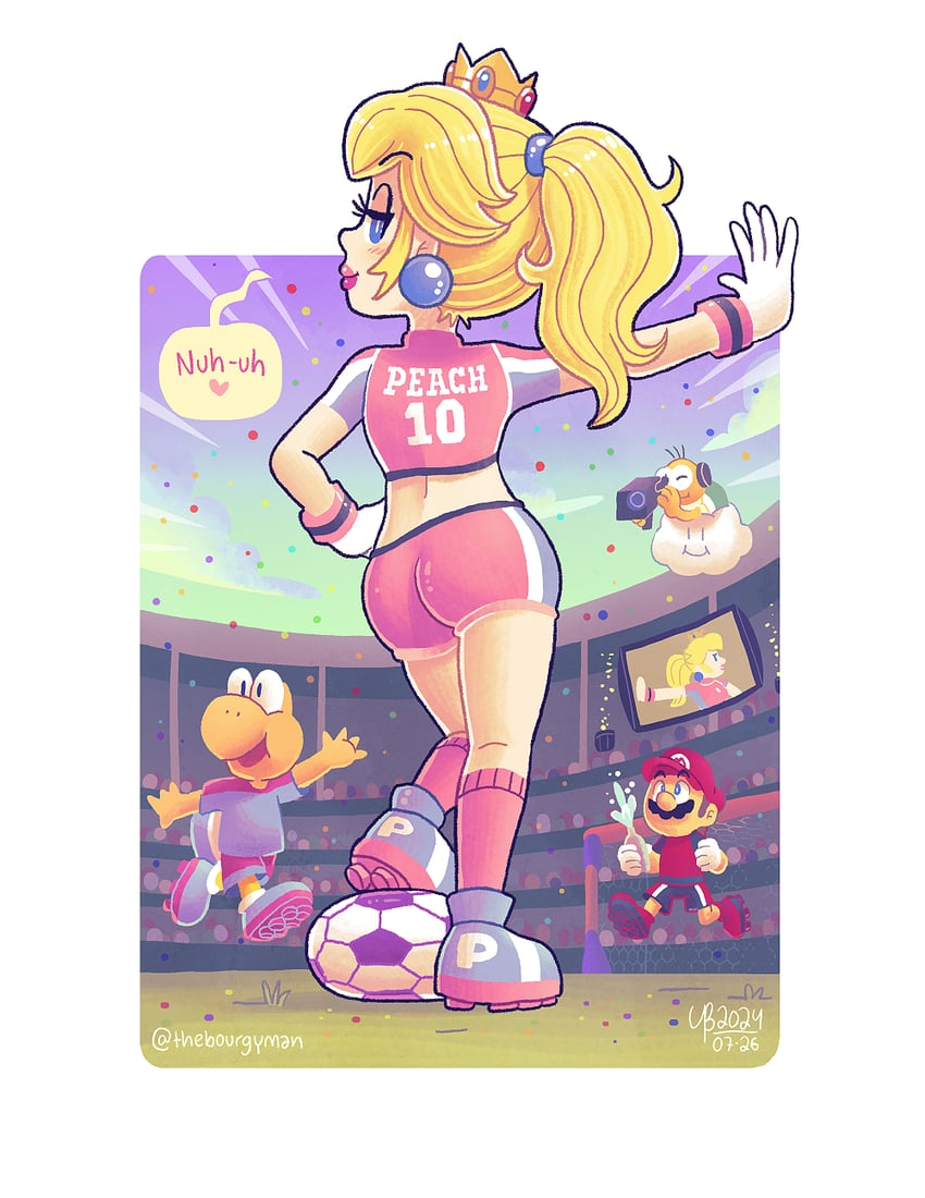 princess peach, mario, koopa troopa, lakitu, lakitu's cloud, and 3 more (mario and 2 more) drawn by thebourgyman