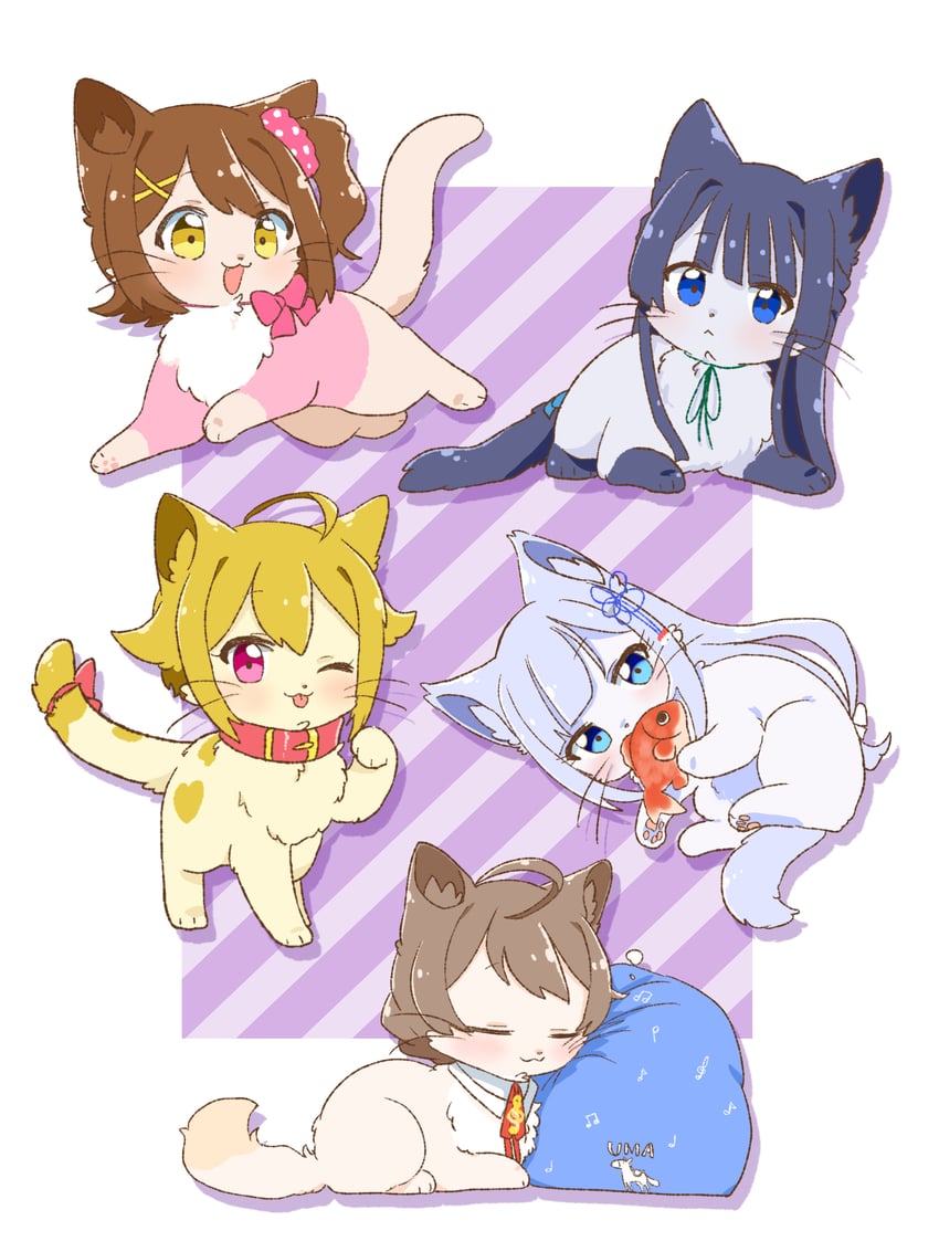 mogami shizuka, ibuki tsubasa, kasuga mirai, sakuramori kaori, and shiraishi tsumugi (idolmaster and 1 more) drawn by hutaba