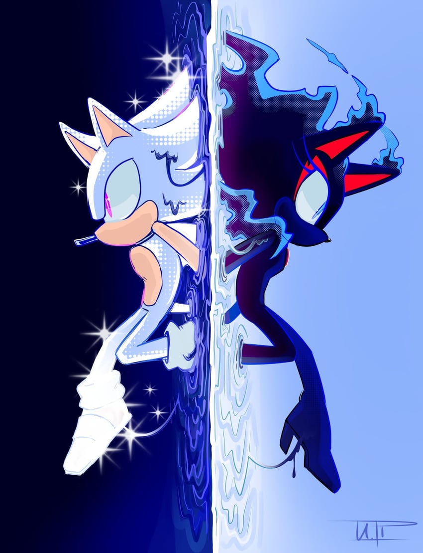 sonic the hedgehog, blaze the cat, and hyper sonic (sonic) drawn by ira_theartist
