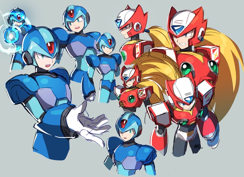 zero and x (mega man and 1 more) drawn by ohil_(ohil822)