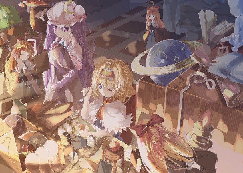 alice margatroid, patchouli knowledge, and shanghai doll (touhou) drawn by fujiyo_wuunu