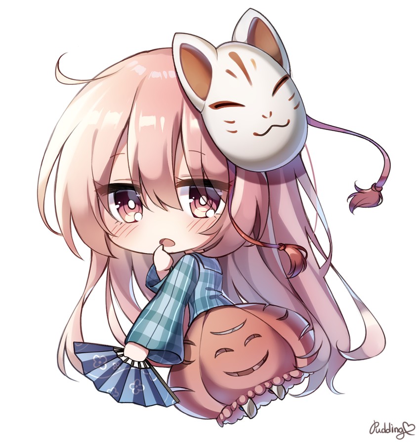 hata no kokoro (touhou) drawn by pudding_(skymint_028)