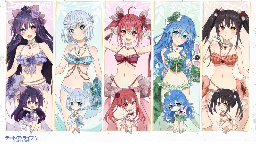 tokisaki kurumi, yatogami tohka, tobiichi origami, itsuka kotori, himekawa yoshino, and 1 more (date a live)