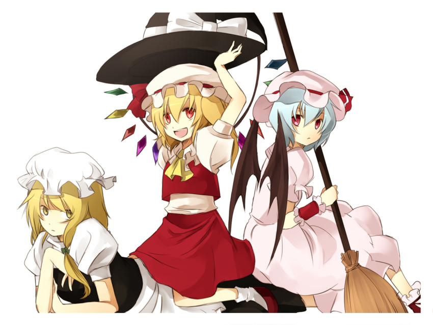 kirisame marisa, remilia scarlet, and flandre scarlet (touhou) drawn by hijiri_(resetter)