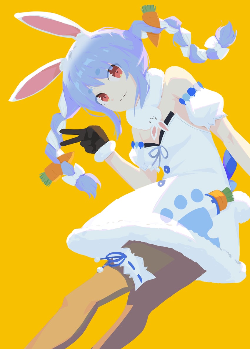 usada pekora and don-chan (hololive) drawn by zb_relic