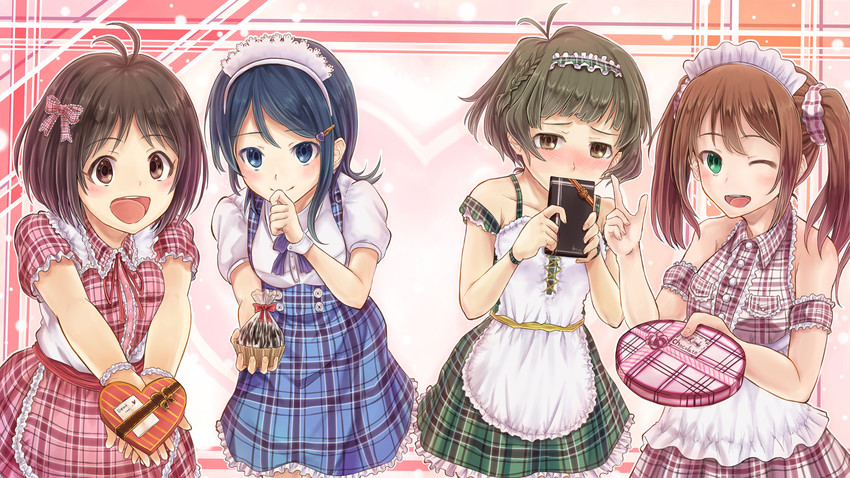 akizuki ryo, mizutani eri, hidaka ai, and mizushima saki (idolmaster and 2 more) drawn by arigato_(rmskrtkdlqj)