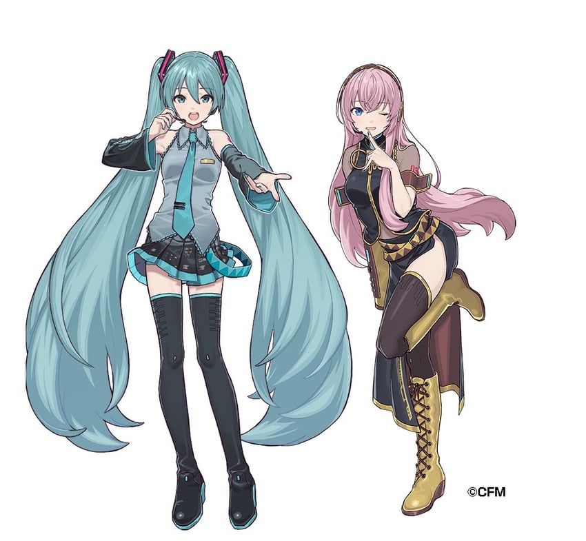 hatsune miku and megurine luka (vocaloid) drawn by teshima_nari