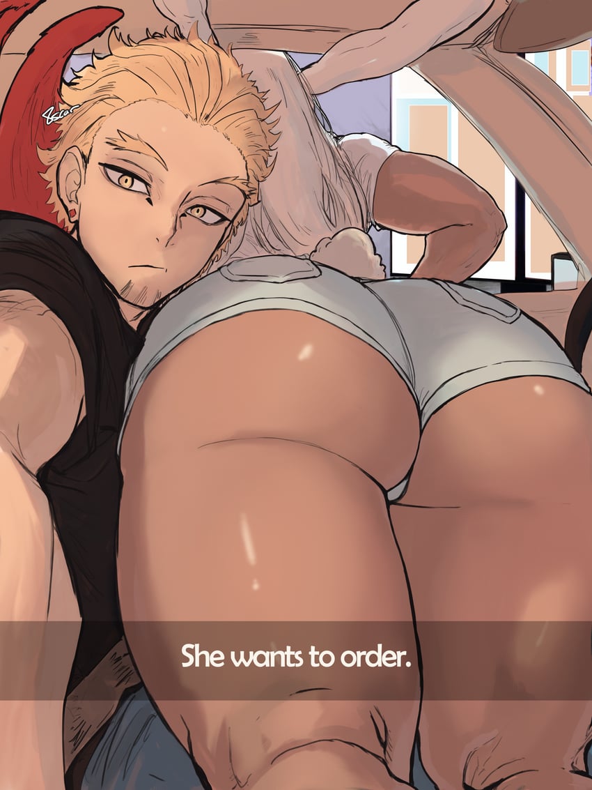 mirko and hawks (boku no hero academia) drawn by mossausage