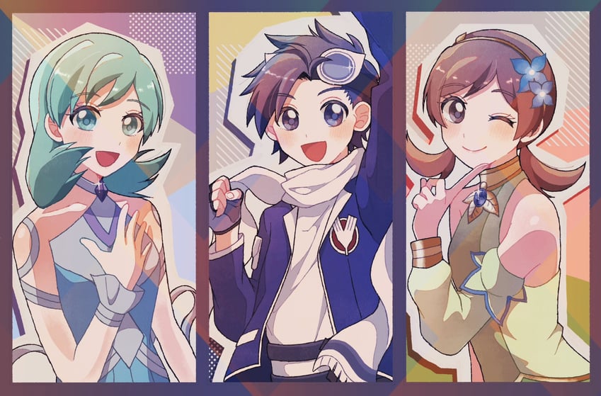 ethan, lyra, and kris (pokemon and 1 more) drawn by mikakami1e