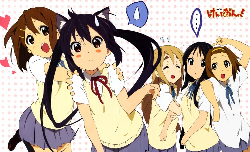 akiyama mio, nakano azusa, hirasawa yui, tainaka ritsu, and kotobuki tsumugi (k-on!) drawn by horiguchi_yukiko