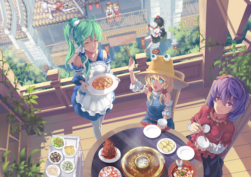 kochiya sanae, shameimaru aya, inubashiri momiji, moriya suwako, yasaka kanako, and 2 more (touhou) drawn by madyy