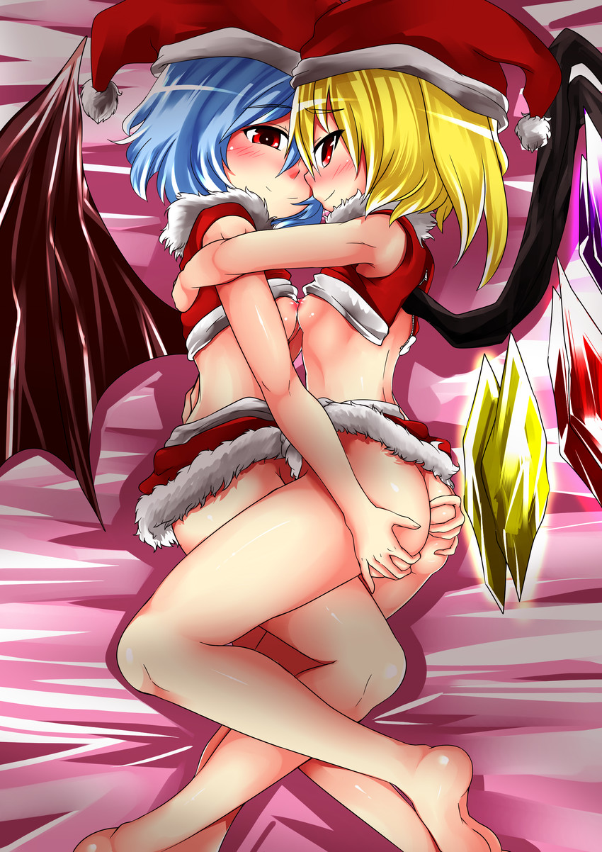 remilia scarlet and flandre scarlet (touhou) drawn by hitotsuki_nebura
