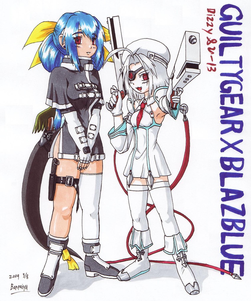 dizzy, noel vermillion, millia rage, and nu-13 (guilty gear and 2 more) drawn by banpaiyu