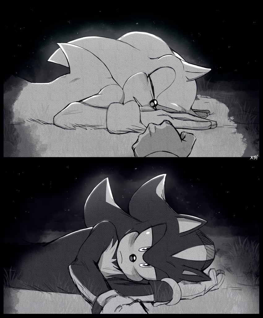 sonic the hedgehog and shadow the hedgehog (sonic) drawn by shady_tr