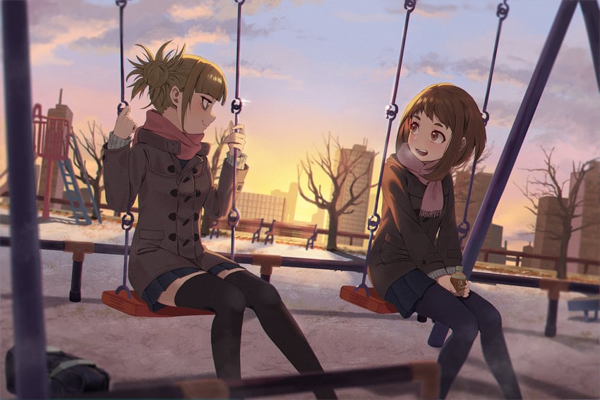 uraraka ochaco and toga himiko (boku no hero academia) drawn by matsumotoshinnnosuke