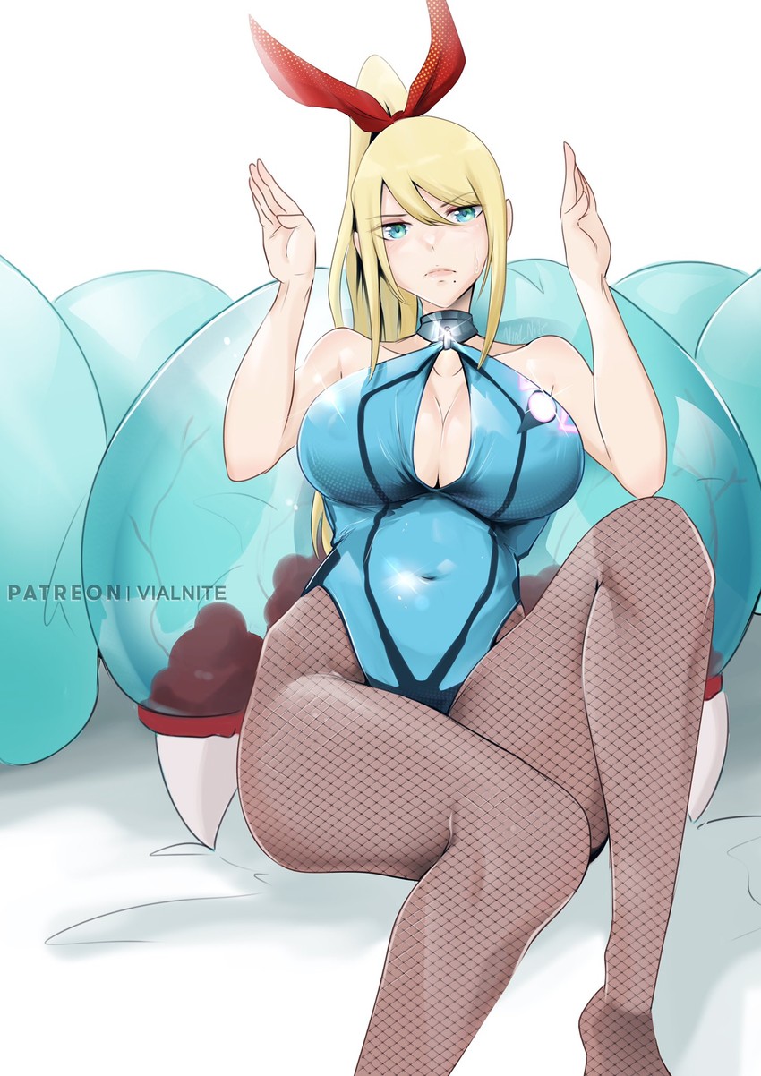 samus aran, metroid, and metroid larva (metroid) drawn by vialnite