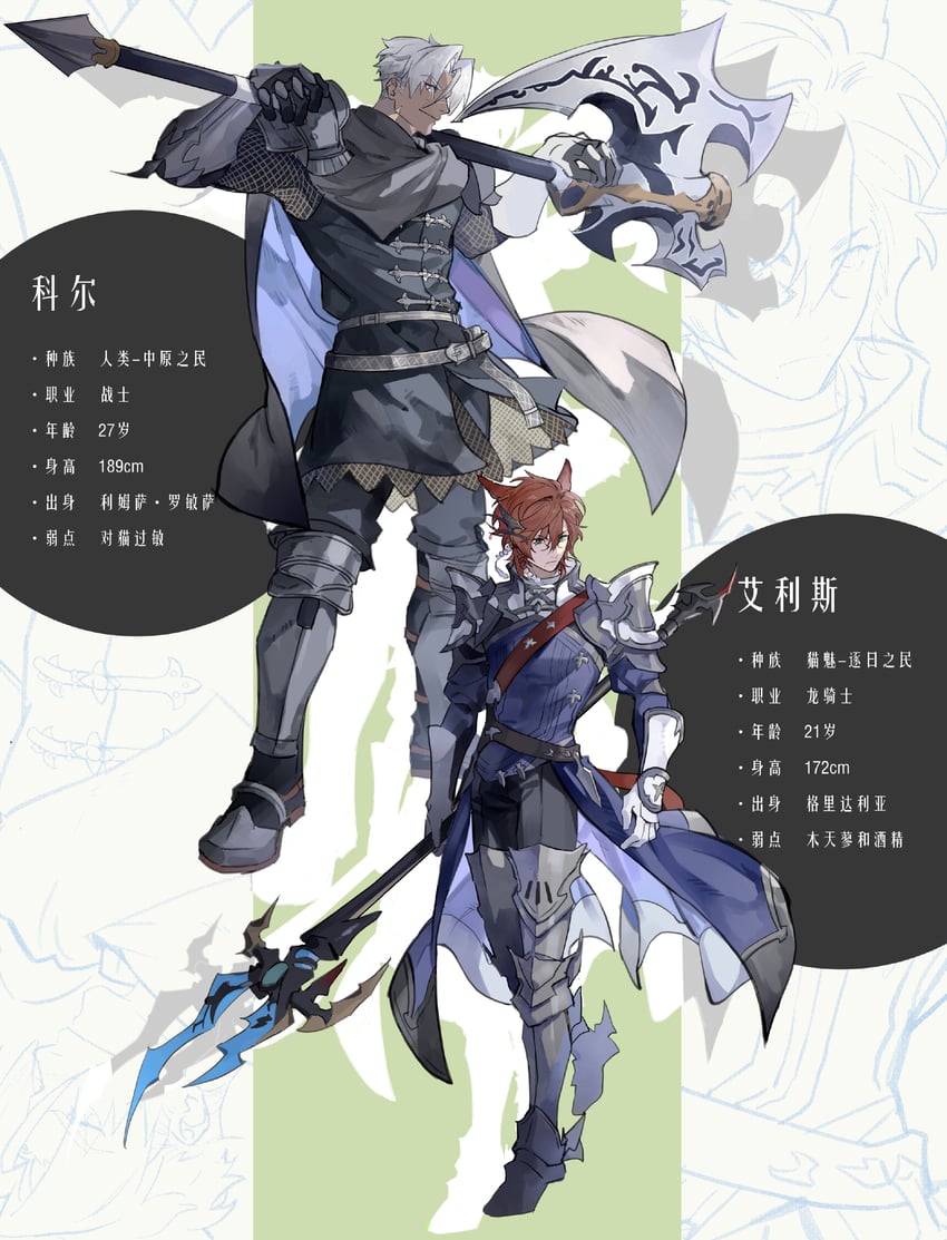 warrior of light, dragoon, and warrior (final fantasy and 1 more) drawn by gyou_chin