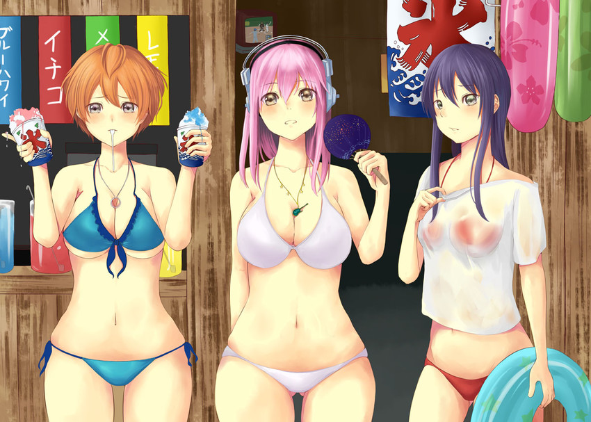 super sonico, watanuki fuuri, and fujimi suzu (nitroplus and 1 more) drawn by mirufi-yu