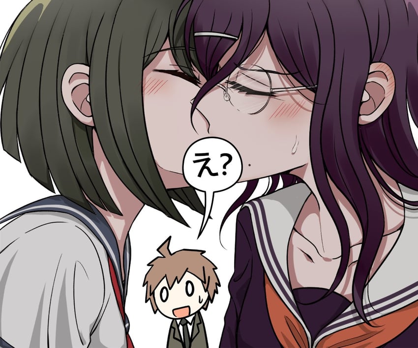 naegi makoto, fukawa toko, and naegi komaru (danganronpa and 1 more) drawn by kmnm_1403