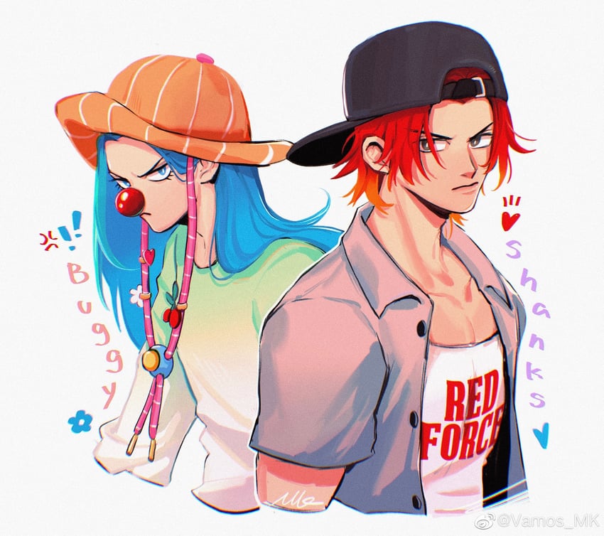 shanks and buggy the clown (one piece) drawn by vamos_mk
