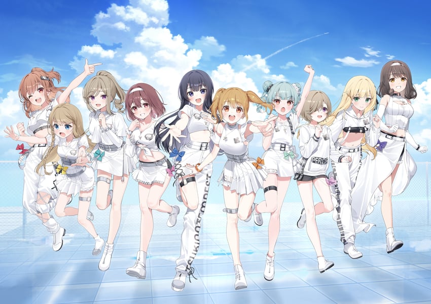 nagase kotono, kawasaki sakura, hyodou shizuku, narumiya suzu, ichinose rei, and 5 more (idoly pride) drawn by a20_(atsumaru)