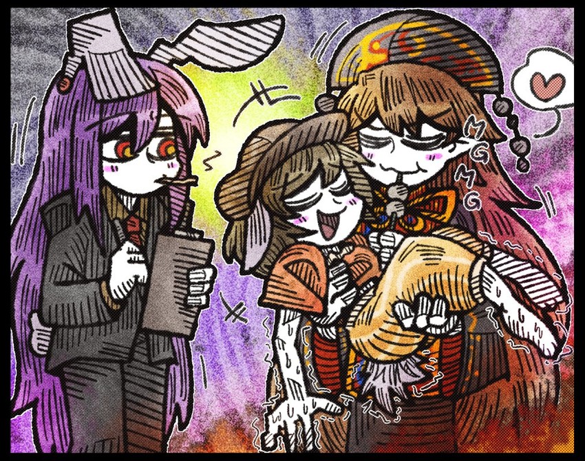 reisen udongein inaba, junko, and ringo (touhou) drawn by suenari_(peace)
